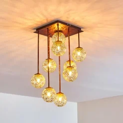 Lampes Dorées-hofstein Plafonnier Virga Rouille, 9 lumières