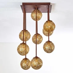 Lampes Dorées-hofstein Plafonnier Virga Rouille, 9 lumières