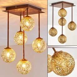 Lampes Dorées-hofstein Plafonnier Virga Rouille, 5 lumières