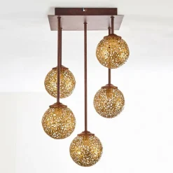 Lampes Dorées-hofstein Plafonnier Virga Rouille, 5 lumières