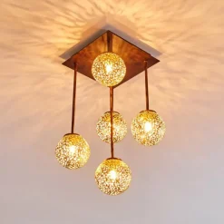 Lampes Dorées-hofstein Plafonnier Virga Rouille, 5 lumières