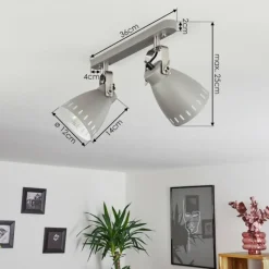 hofstein Plafonnier Vlissingen Chrome, Gris, 2 lumières