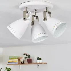 hofstein Plafonnier Vlissingen Nickel mat, Blanc, 3 lumières* Spots Et Projecteurs