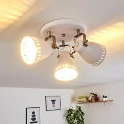 hofstein Plafonnier Vlissingen Nickel mat, Blanc, 3 lumières* Spots Et Projecteurs