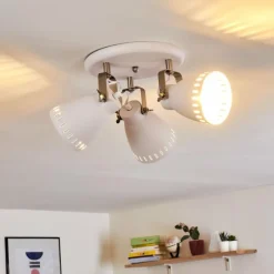 hofstein Plafonnier Vlissingen Nickel mat, Blanc, 3 lumières* Spots Et Projecteurs