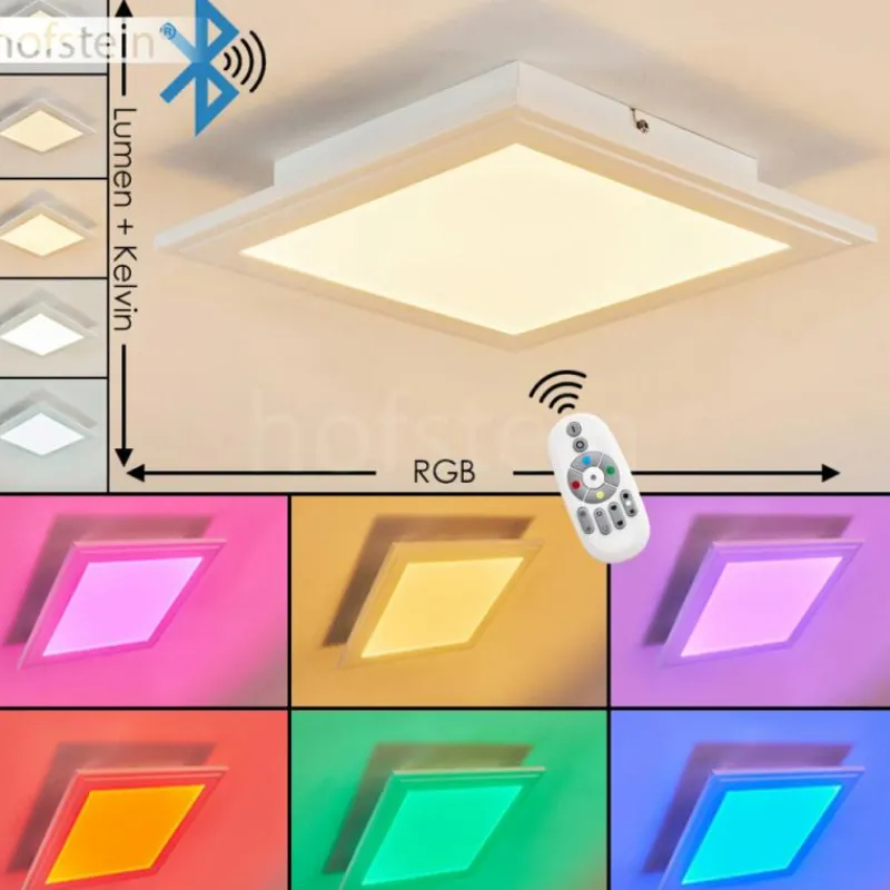 hofstein Plafonnier Voisines LED Blanc, 1 lumière, Télécommandes, Changeur de couleurs