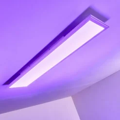 hofstein Plafonnier Voisines LED Blanc, 1 lumière, Télécommandes, Changeur de couleurs