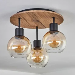 hofstein Plafonnier Vouhet Brun, Couleur bois, Noir, 3 lumières