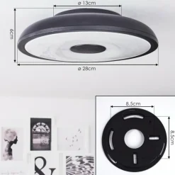 hofstein Plafonnier Vully LED Noir, 1 lumière, Télécommandes, Changeur de couleurs