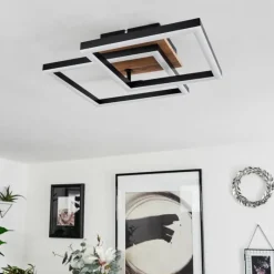 Luminaires Scandinaves-hofstein Plafonnier Walschbronn LED Brun, Couleur bois, Noir, 1 lumière