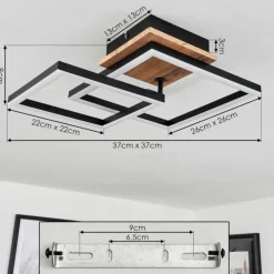 Luminaires Scandinaves-hofstein Plafonnier Walschbronn LED Brun, Couleur bois, Noir, 1 lumière