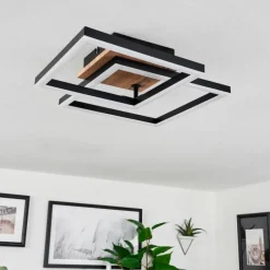 Luminaires Scandinaves-hofstein Plafonnier Walschbronn LED Brun, Couleur bois, Noir, 1 lumière