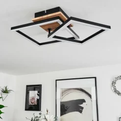 Luminaires Scandinaves-hofstein Plafonnier Walschbronn LED Brun, Couleur bois, Noir, 1 lumière