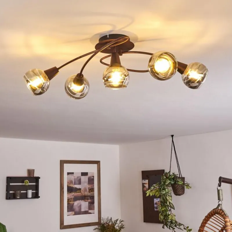 hofstein Plafonnier Warga LED Bronze, 5 lumières