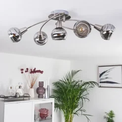 hofstein Plafonnier Warga LED Nickel mat, 5 lumières