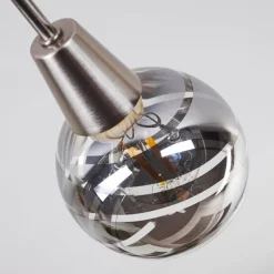 Suspension Verre Fumé-hofstein Plafonnier Warga LED Nickel mat, 3 lumières