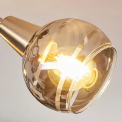 Suspension Verre Fumé-hofstein Plafonnier Warga LED Nickel mat, 3 lumières