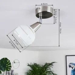 hofstein Plafonnier Warga LED Nickel mat, 1 lumière