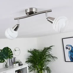 hofstein Plafonnier Warga LED Nickel mat, 2 lumières