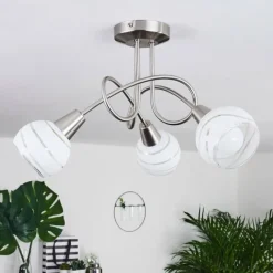 hofstein Plafonnier Warga LED Nickel mat, 3 lumières