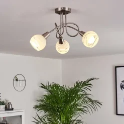 hofstein Plafonnier Warga LED Nickel mat, 3 lumières