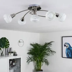 hofstein Plafonnier Warga LED Nickel mat, 5 lumières