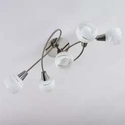 hofstein Plafonnier Warga LED Nickel mat, 5 lumières