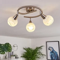 hofstein Plafonnier Warga LED Nickel mat, 3 lumières
