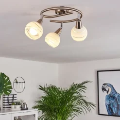 hofstein Plafonnier Warga LED Nickel mat, 3 lumières