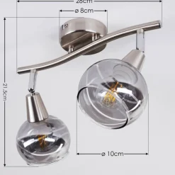 Suspension Verre Fumé-hofstein Plafonnier Warga Nickel mat, 2 lumières