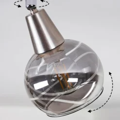 Suspension Verre Fumé-hofstein Plafonnier Warga Nickel mat, 2 lumières