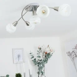 hofstein Plafonnier Warga Nickel mat, 5 lumières