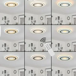 hofstein Plafonnier Wawo LED Blanc, 1 lumière, Télécommandes