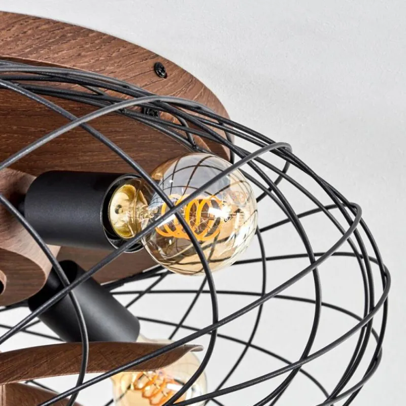 hofstein Plafonnier Wemude Brun, Noir, 4 lumières, Télécommandes