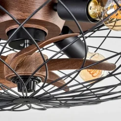 hofstein Plafonnier Wemude Brun, Noir, 4 lumières, Télécommandes