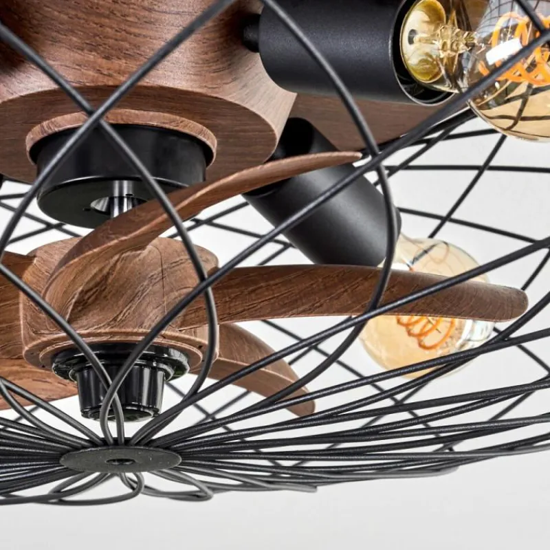 hofstein Plafonnier Wemude Brun, Noir, 4 lumières, Télécommandes