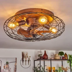 hofstein Plafonnier Wemude Brun, Noir, 4 lumières, Télécommandes