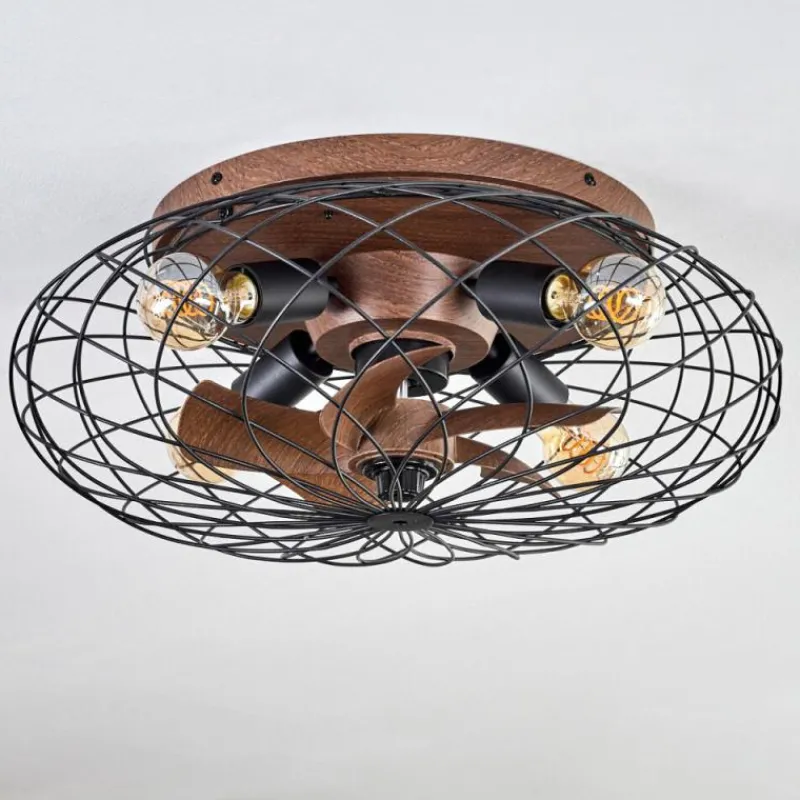 hofstein Plafonnier Wemude Brun, Noir, 4 lumières, Télécommandes