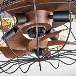 hofstein Plafonnier Wemude Brun, Noir, 4 lumières, Télécommandes