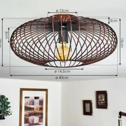 Lampes Vintages & Rétros-hofstein Plafonnier Wemude Cuivre, Noir, 1 lumière