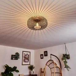 Lampes Vintages & Rétros-hofstein Plafonnier Wemude Cuivre, Noir, 1 lumière