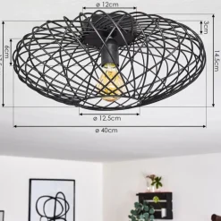 hofstein Plafonnier Wemude Noir, 1 lumière