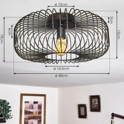 Lampes Dorées-hofstein Plafonnier Wemude Noir doré, 1 lumière