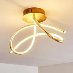 Lampes Art Déco-hofstein Plafonnier Wengi LED Or, 1 lumière