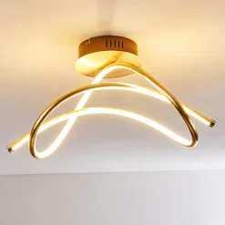 Lampes Art Déco-hofstein Plafonnier Wengi LED Or, 1 lumière