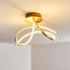 Lampes Art Déco-hofstein Plafonnier Wengi LED Or, 1 lumière