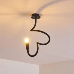 Lampes Vintages & Rétros-hofstein Plafonnier Wertach Noir, 1 lumière