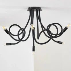 Lampes Vintages & Rétros-hofstein Plafonnier Wertach Noir, 6 lumières