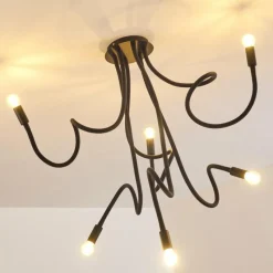 Lampes Vintages & Rétros-hofstein Plafonnier Wertach Noir, 6 lumières