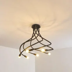 Lampes Vintages & Rétros-hofstein Plafonnier Wertach Noir, 6 lumières